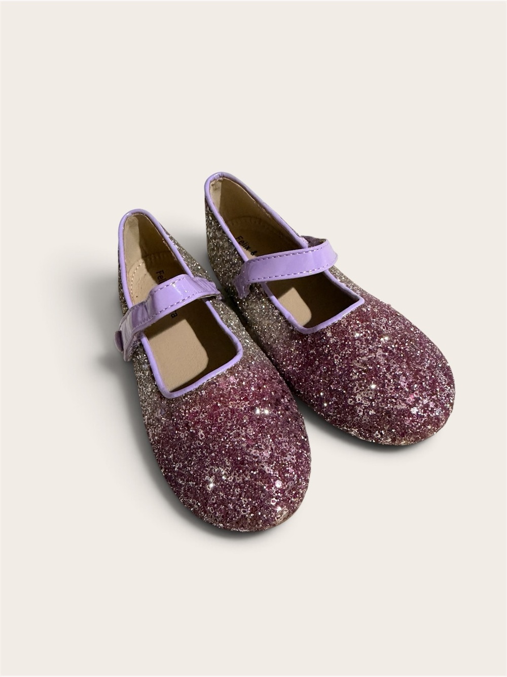 Felix & Flora Girls Pink Purple Glitter Mary Jane Dress Shoes Sz 12 Approx